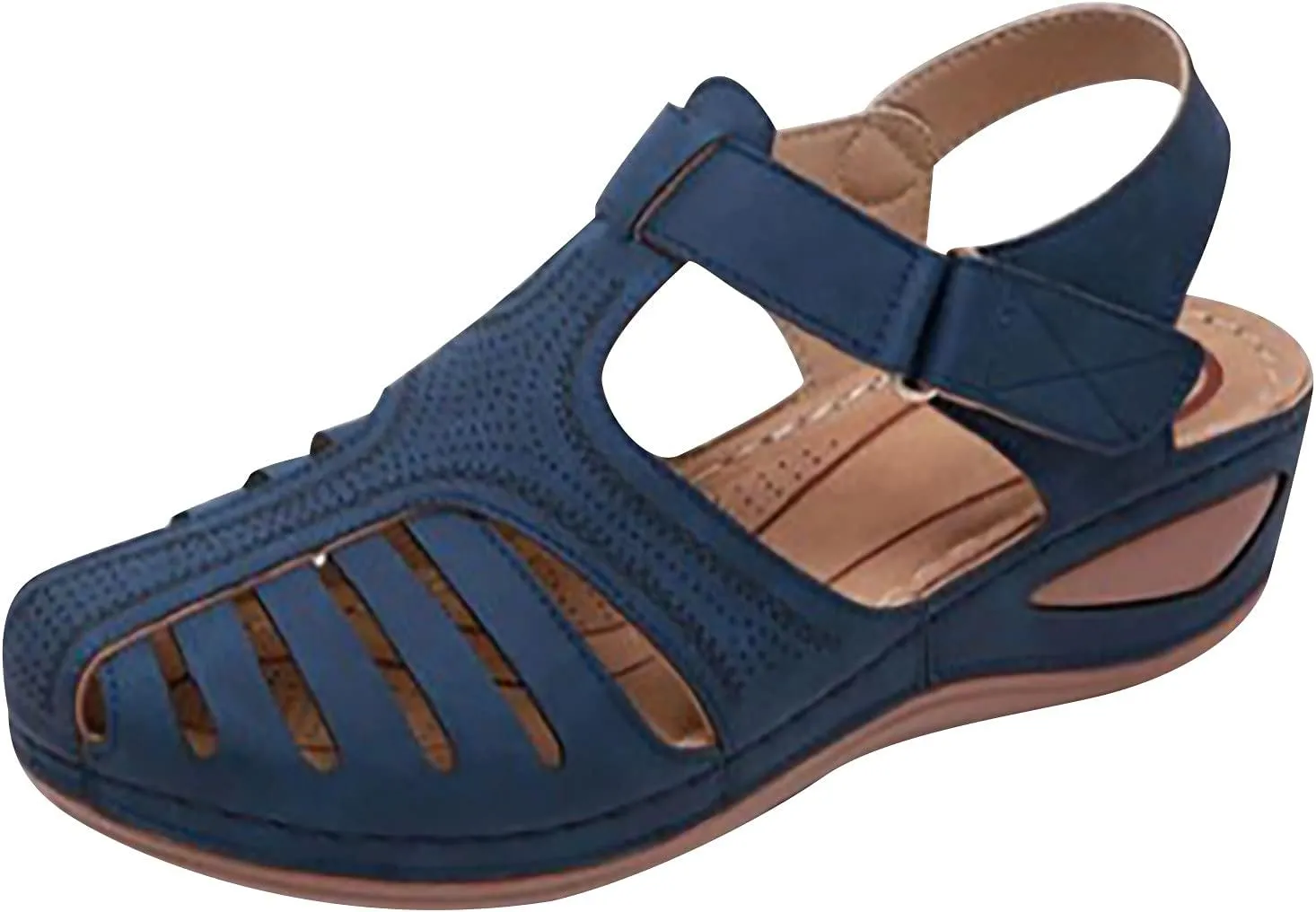 Womens Summer Sandals Casual Bohemia Gladiator Closed Toe Wedge Shoes Comfort Ankle Strap Slip On Platform Sandals