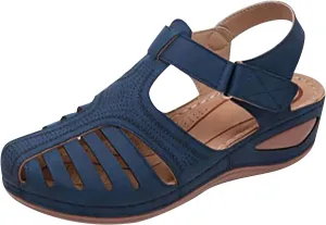 Womens Summer Sandals Casual Bohemia Gladiator Closed Toe Wedge Shoes Comfort Ankle Strap Slip On Platform Sandals