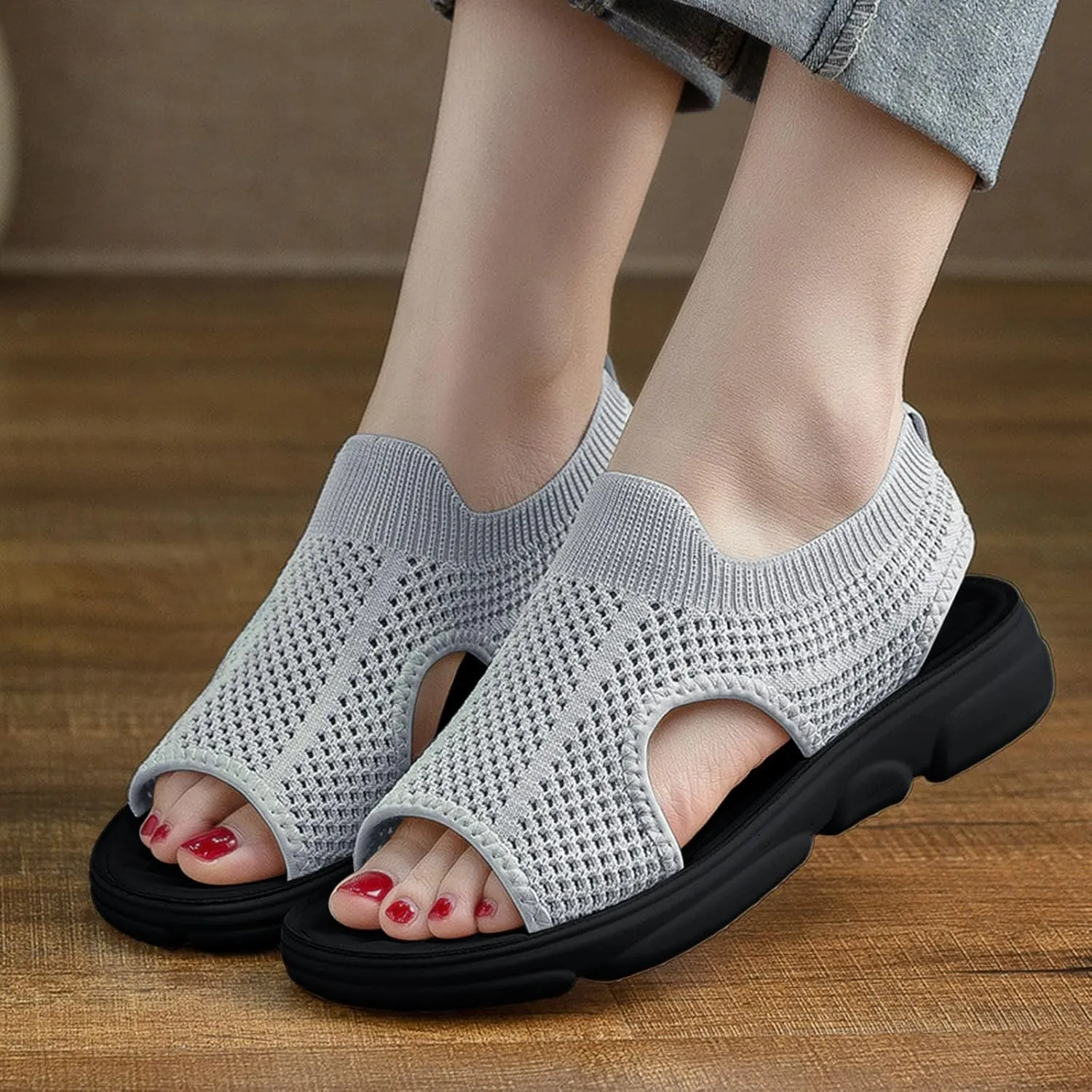 Women's Summer Slide Sandals Comfortable Lightweight Orthopedic Footbed Casual Walking Shoes for Outdoor Beach