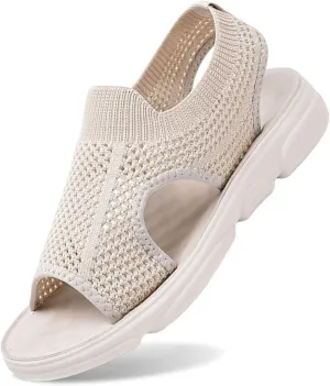 Women's Summer Slide Sandals Comfortable Lightweight Orthopedic Footbed Casual Walking Shoes for Outdoor Beach