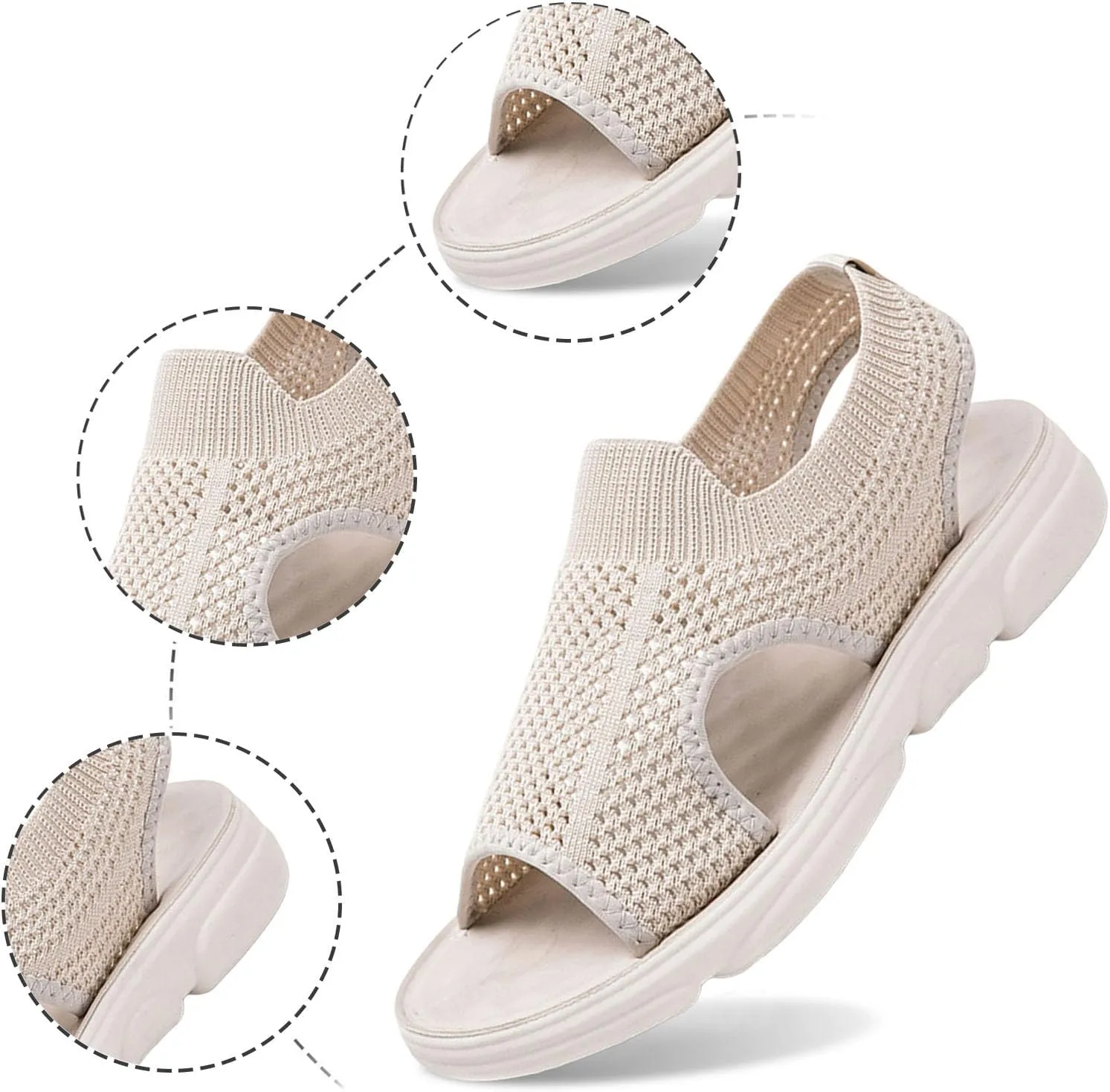 Women's Summer Slide Sandals Comfortable Lightweight Orthopedic Footbed Casual Walking Shoes for Outdoor Beach