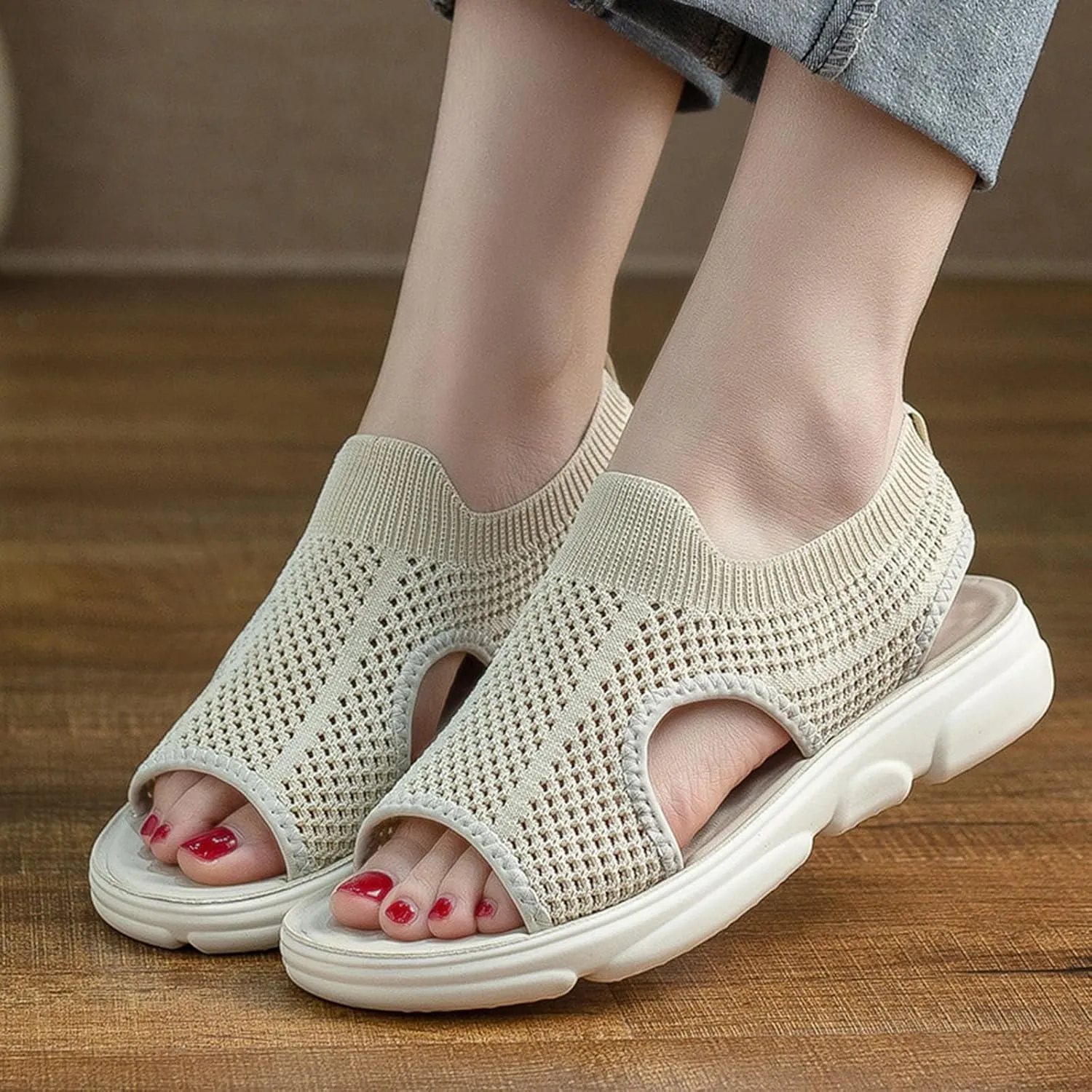 Women's Summer Slide Sandals Comfortable Lightweight Orthopedic Footbed Casual Walking Shoes for Outdoor Beach