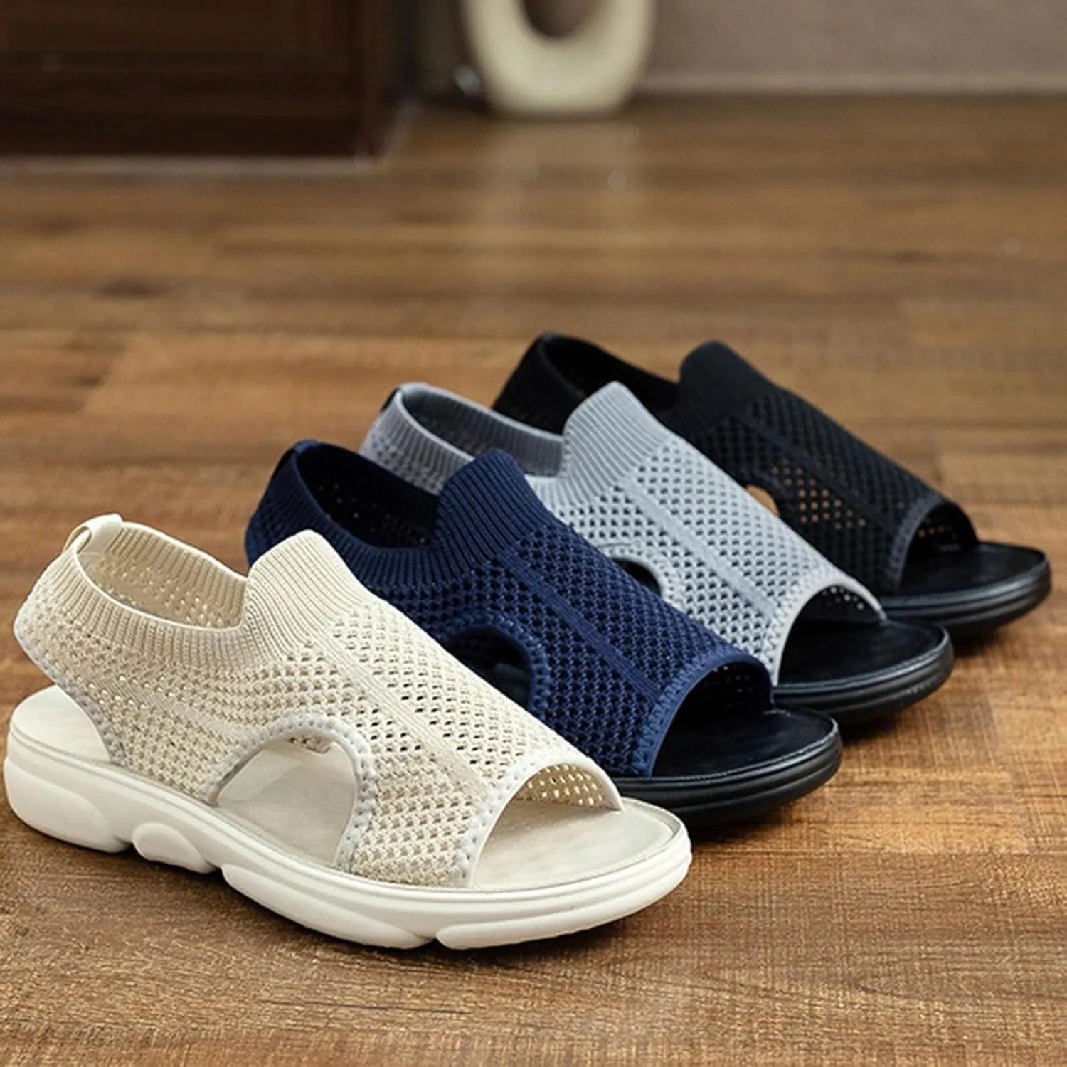 Women's Summer Slide Sandals Comfortable Lightweight Orthopedic Footbed Casual Walking Shoes for Outdoor Beach