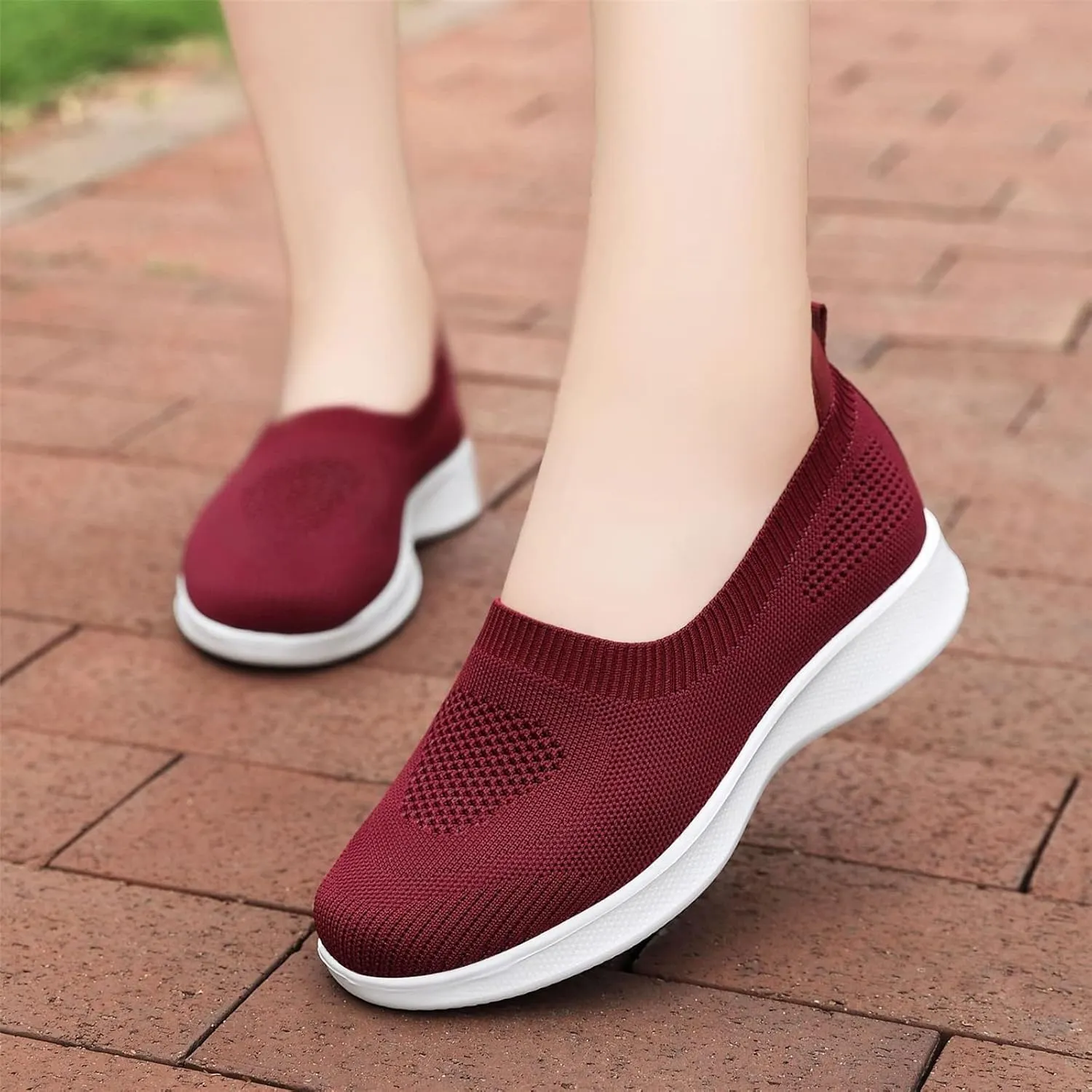 Womens Summer Walking Shoes Breathable Mesh Knit Sock Sneakers Lightweight Slip on Athletic Comfort Casual Tennis Sneakers for Gym Running Work Canvas Shoes