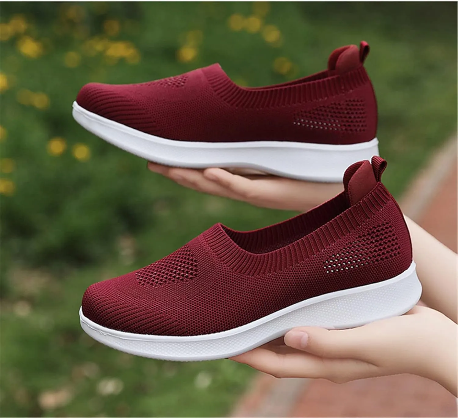 Womens Summer Walking Shoes Breathable Mesh Knit Sock Sneakers Lightweight Slip on Athletic Comfort Casual Tennis Sneakers for Gym Running Work Canvas Shoes