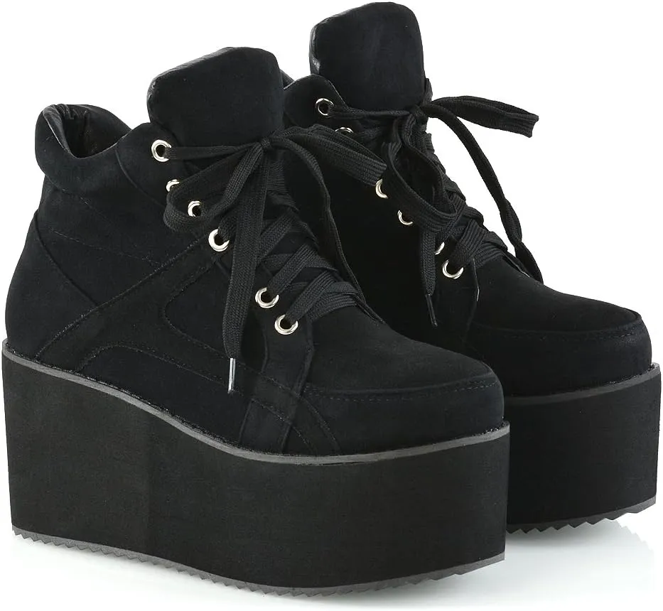 Womens Synthetic Sporty Platform Lace Up Ankle Boots