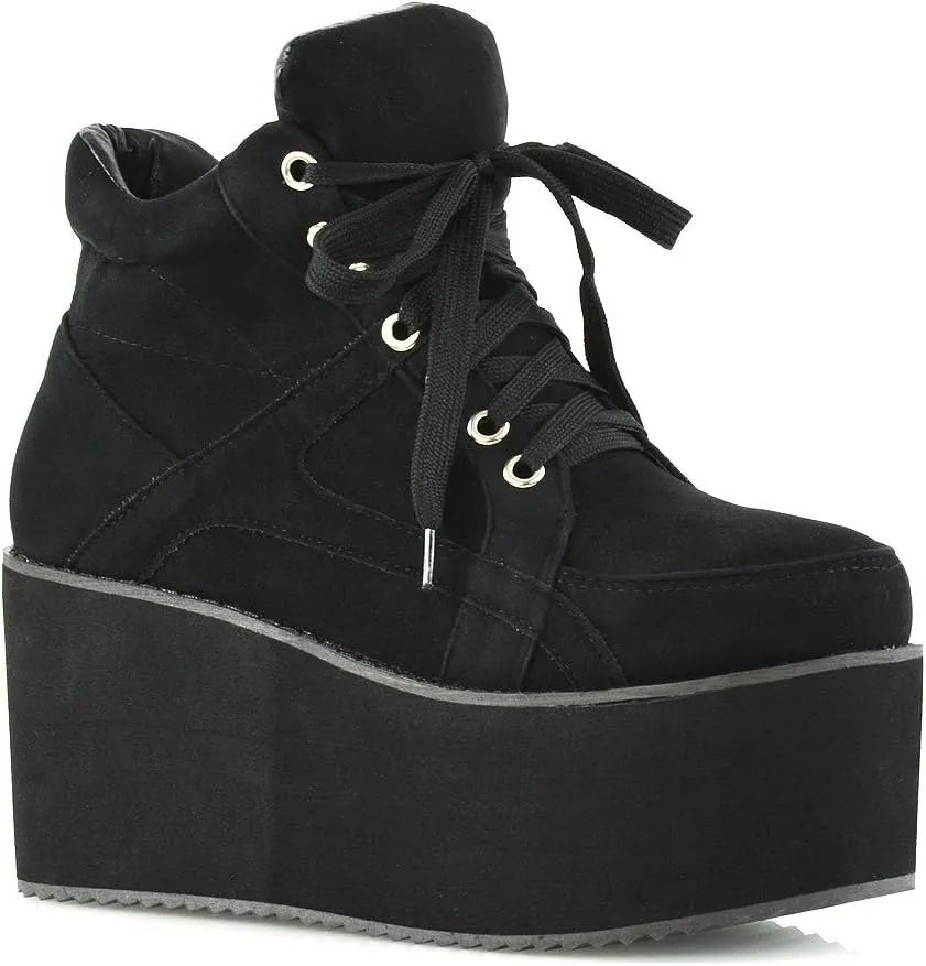 Womens Synthetic Sporty Platform Lace Up Ankle Boots