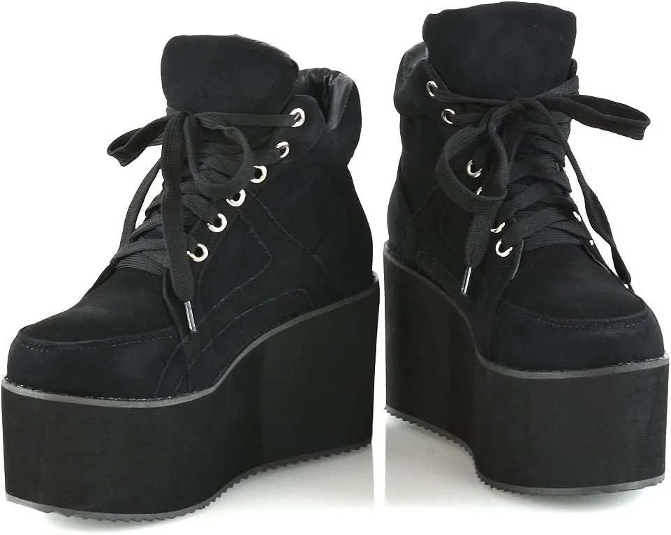 Womens Synthetic Sporty Platform Lace Up Ankle Boots
