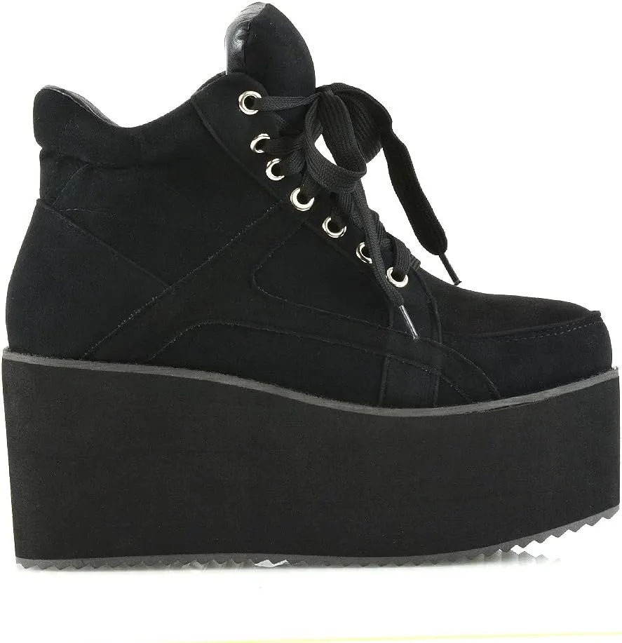 Womens Synthetic Sporty Platform Lace Up Ankle Boots
