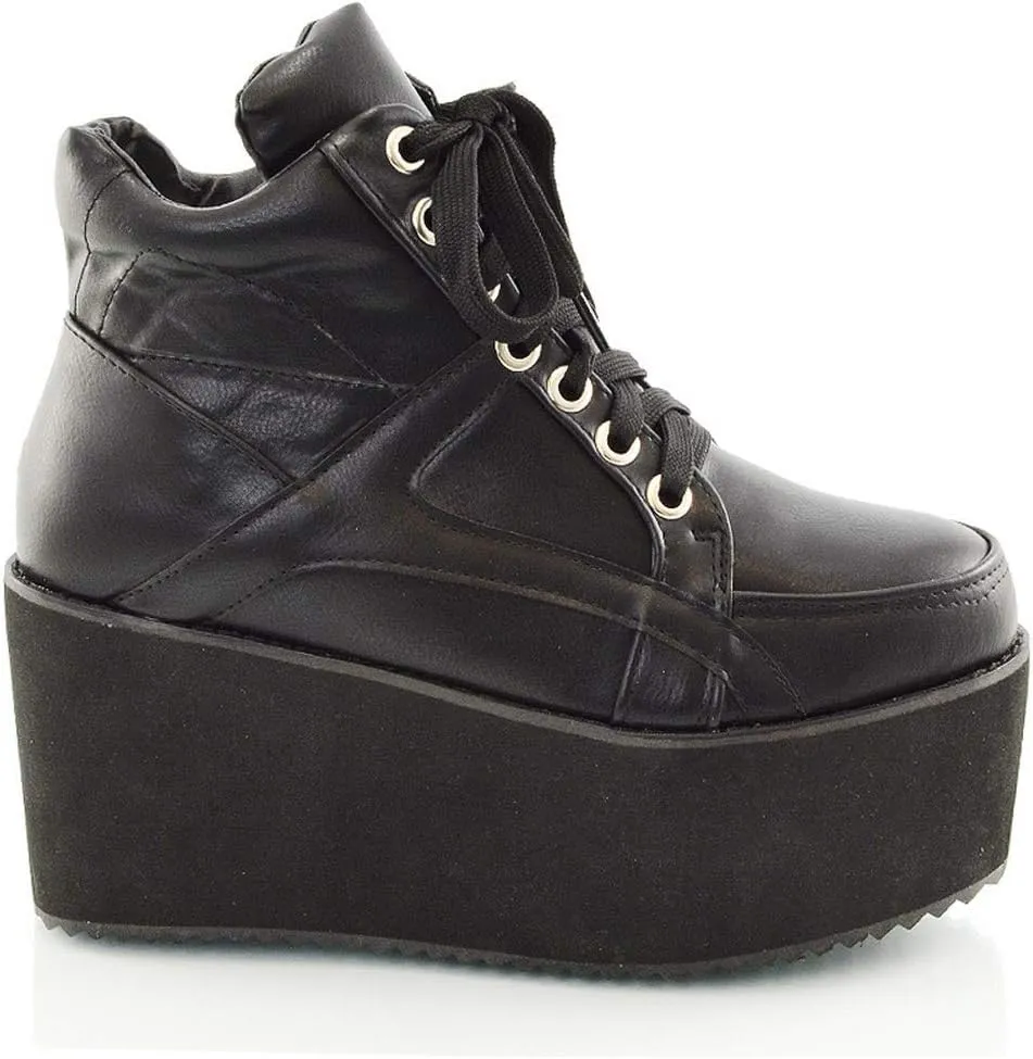 Womens Synthetic Sporty Platform Lace Up Ankle Boots