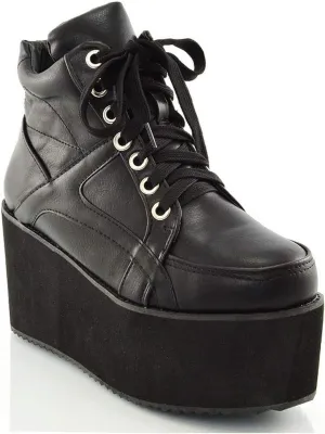 Womens Synthetic Sporty Platform Lace Up Ankle Boots