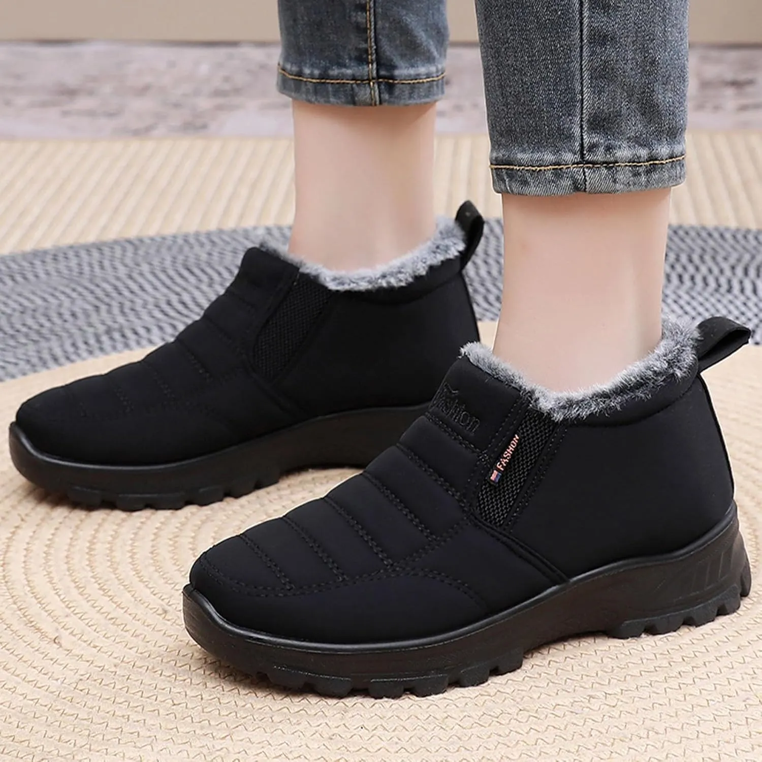 Women's Waterproof Winter Snow Boots Lightweight Warm Faux Fur Lined Mid-Calf Booties Winter Fur Lined Lightweight No-Slip