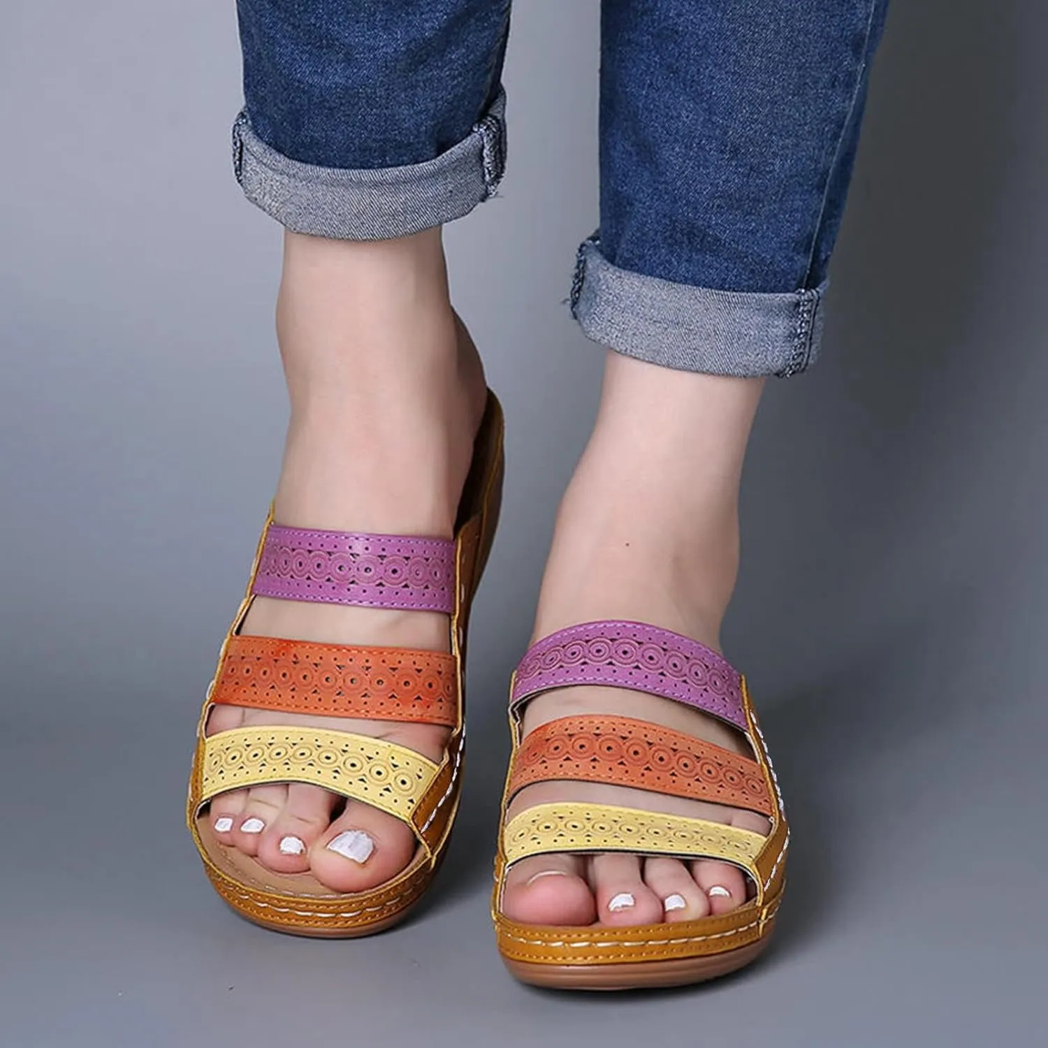 Womens Wedge Sandals 2025 Summer Orthopedic Wedge Sandals for Women Open Toe Ankle Strap Platform Sandal Platform Sandal Shoes 2025