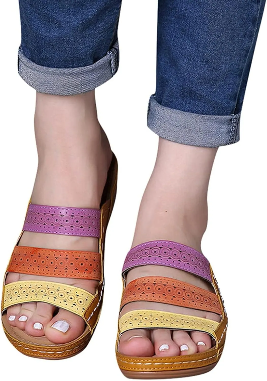 Womens Wedge Sandals 2025 Summer Orthopedic Wedge Sandals for Women Open Toe Ankle Strap Platform Sandal Platform Sandal Shoes 2025