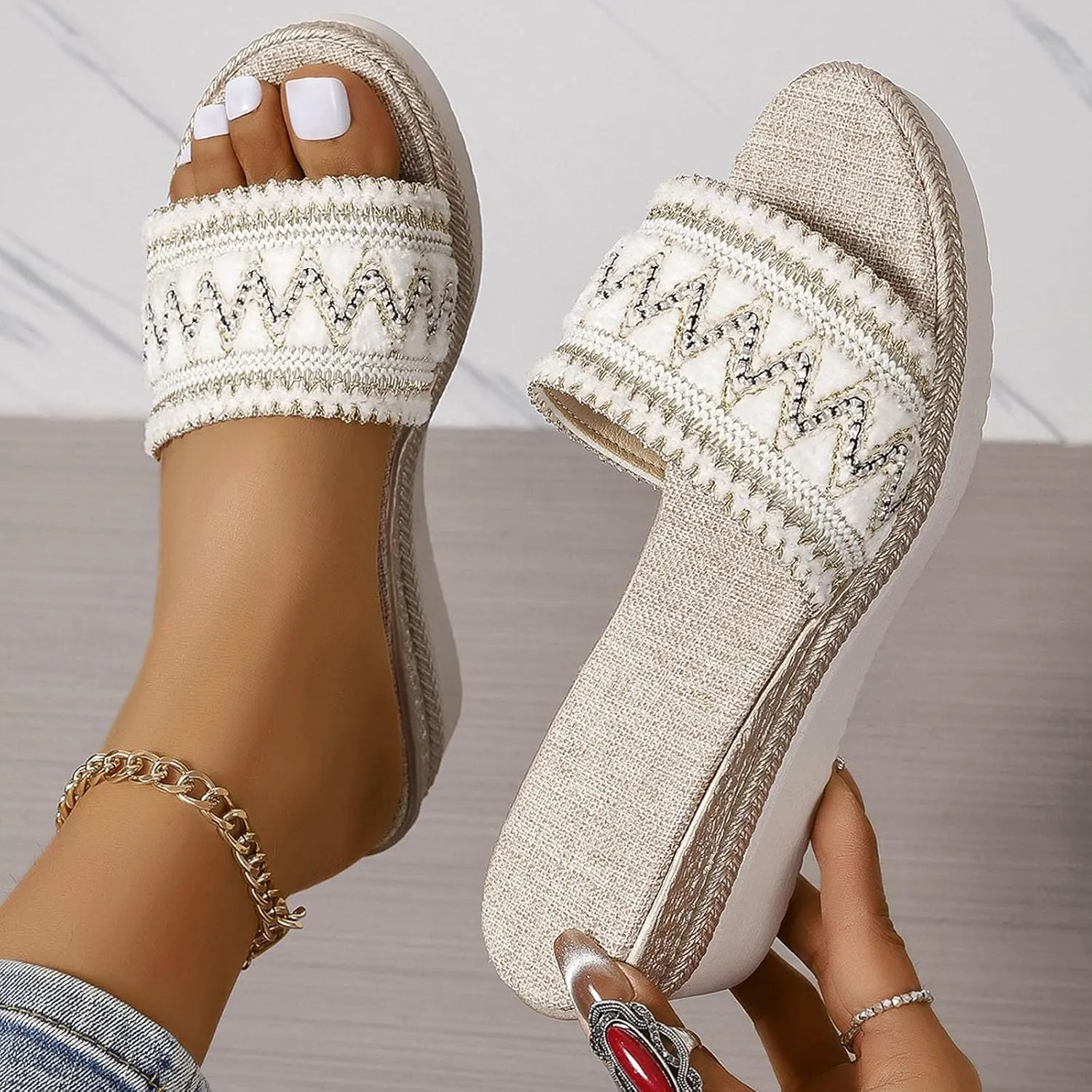 Women's Wedge Sandals with Plantar Fasciitis Womens Comfort Lightweight Platform Sandal Fashion Beach Sandals