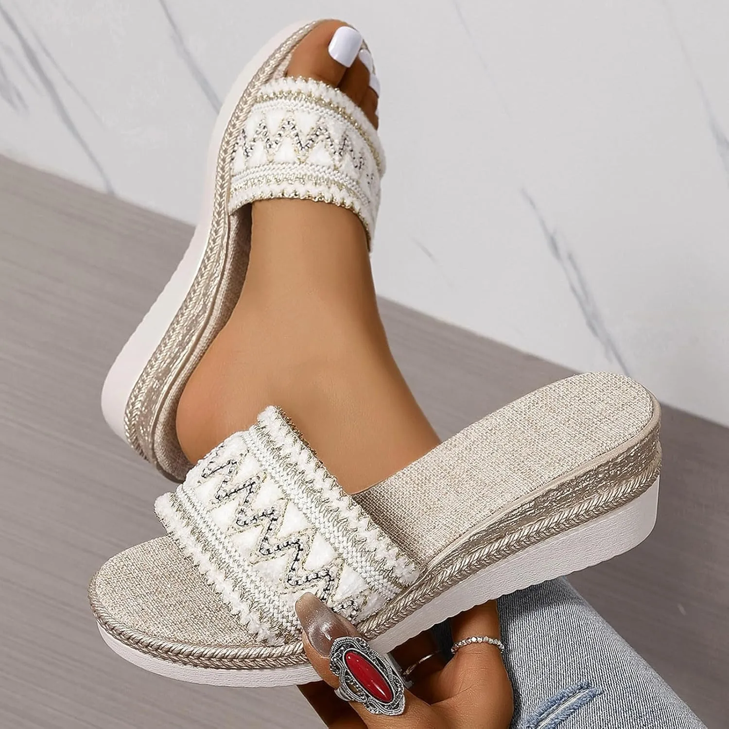 Women's Wedge Sandals with Plantar Fasciitis Womens Comfort Lightweight Platform Sandal Fashion Beach Sandals