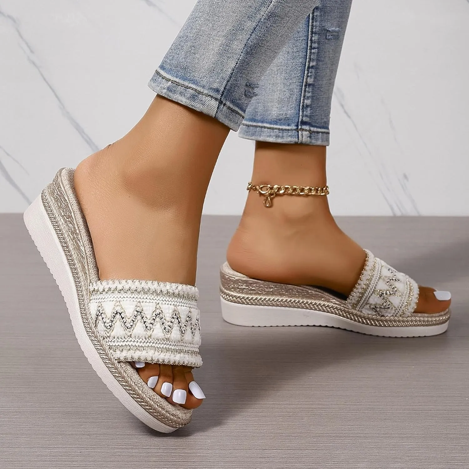 Women's Wedge Sandals with Plantar Fasciitis Womens Comfort Lightweight Platform Sandal Fashion Beach Sandals