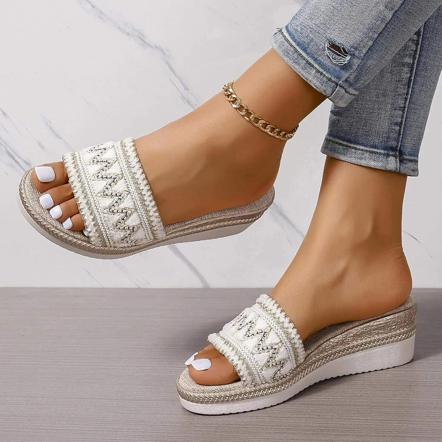 Women's Wedge Sandals with Plantar Fasciitis Womens Comfort Lightweight Platform Sandal Fashion Beach Sandals