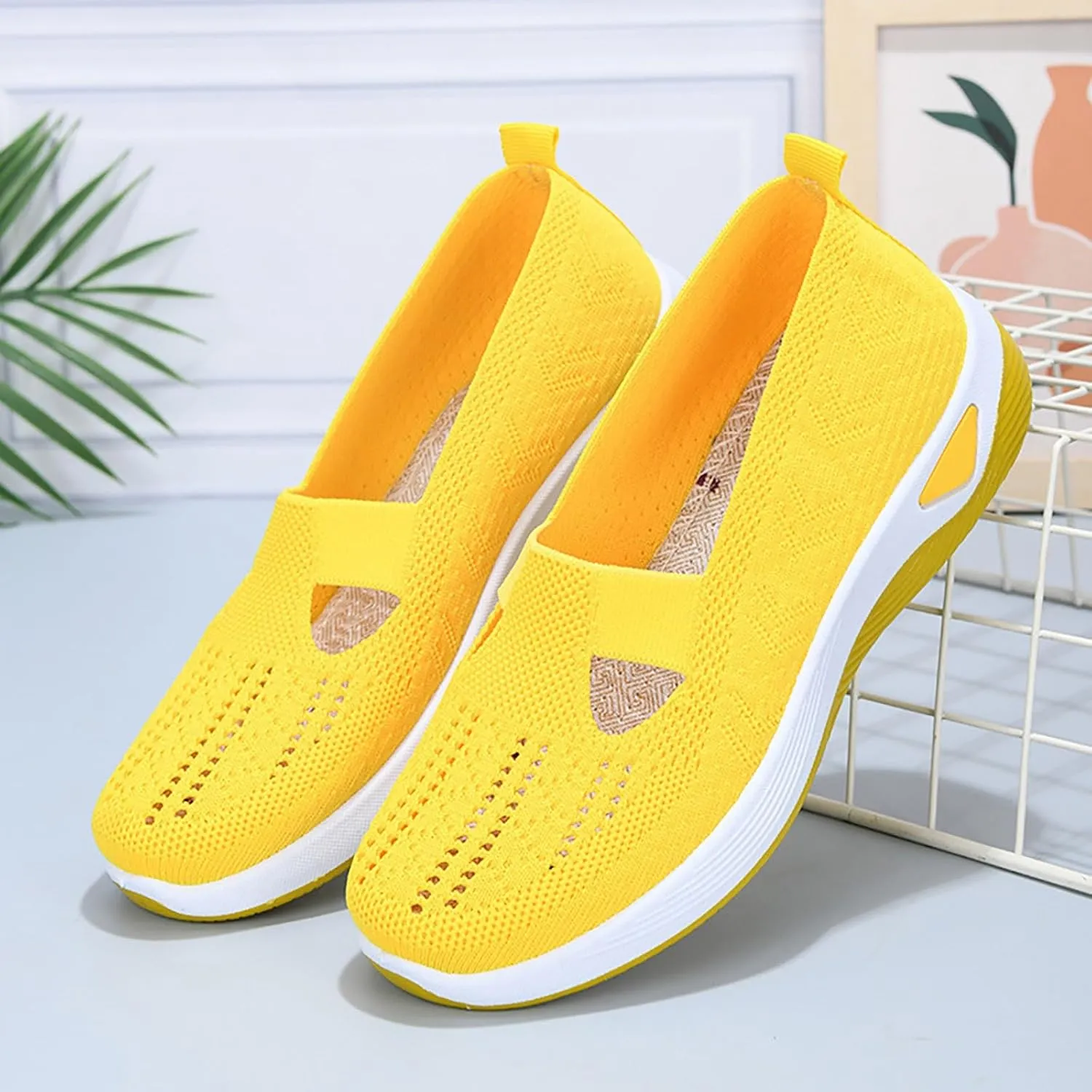 Women's Woven Orthopedic Breathable Soft Shoes Mens Running Shoes Mesh Shoes Dressy Casual Women's Fashion Sneakers White Tennis Shoe Casual Loafers