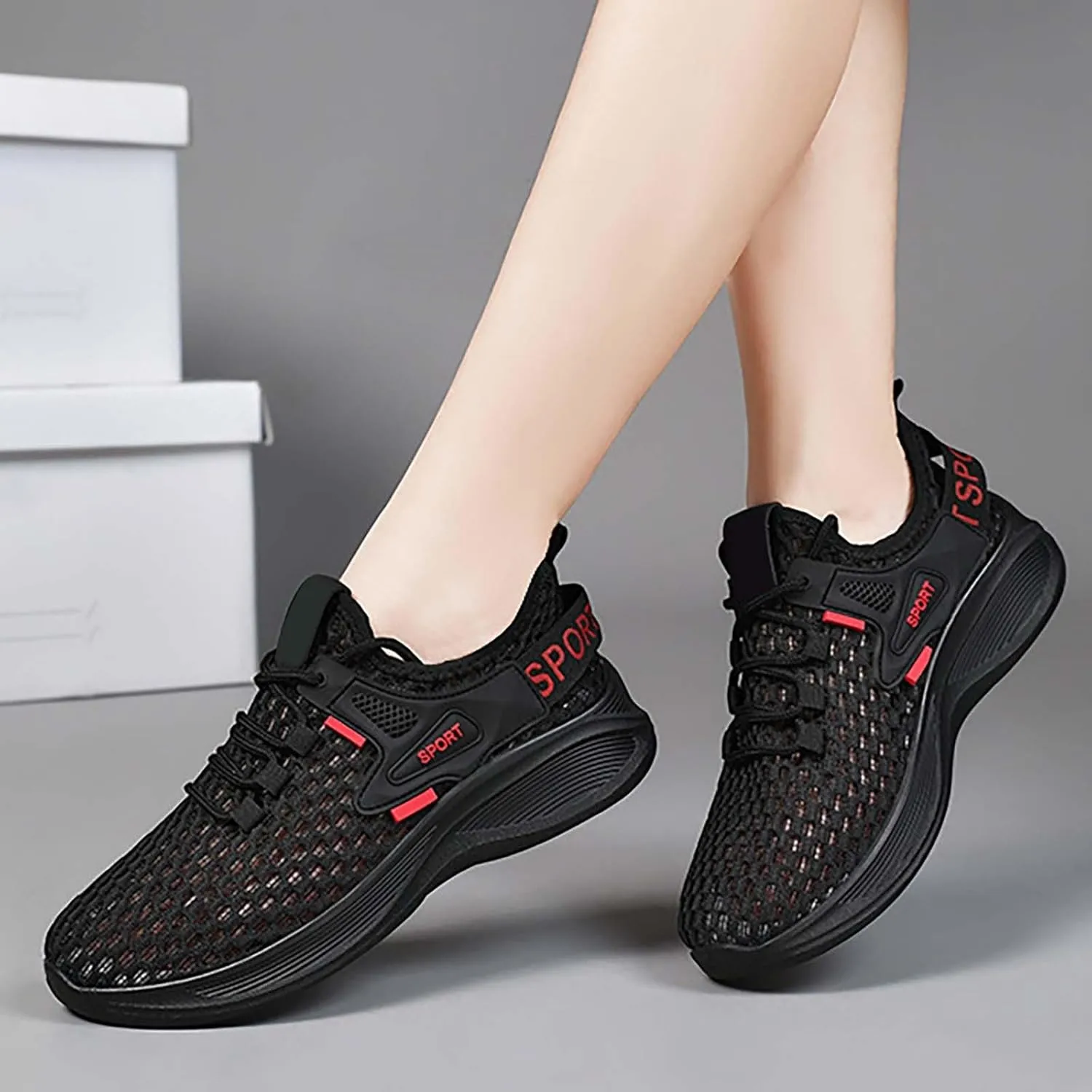 Women's Woven Orthopedic Breathable Soft Shoes Running Shoes for Men Comfortable Women Shoes Casual High Top Sneakers Red Tennis Shoe Casual Loafers
