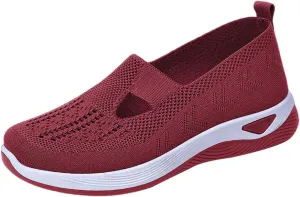 Women's Woven Orthopedic Breathable Soft Shoes Running Shoes for Women Loafers Casual Shoes Slip On Casual Sneakers White Tennis Shoe Cross Trainer Shoe