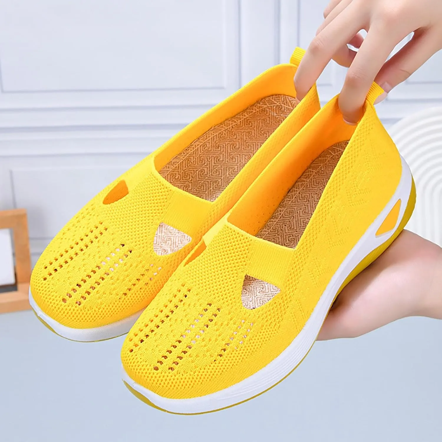 Women's Woven Orthopedic Breathable Soft Shoes Womens Running Shoes Arch Support Shoes Dressy Casual Wedge Sneakers Tennis Shoe Loafers Dress Shoe