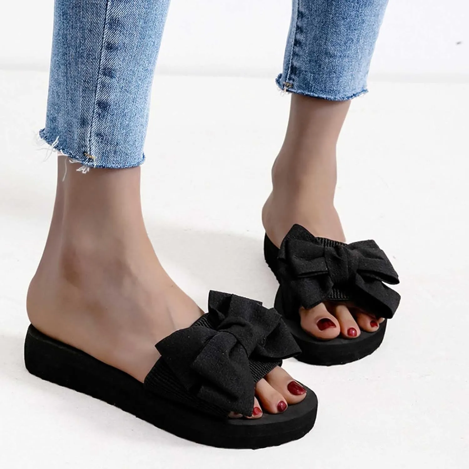 Work Slides Sandals for Women Trendy Butterfly Open Toe Sandal Dressy Business Comfort Lightweight Flat Shoe