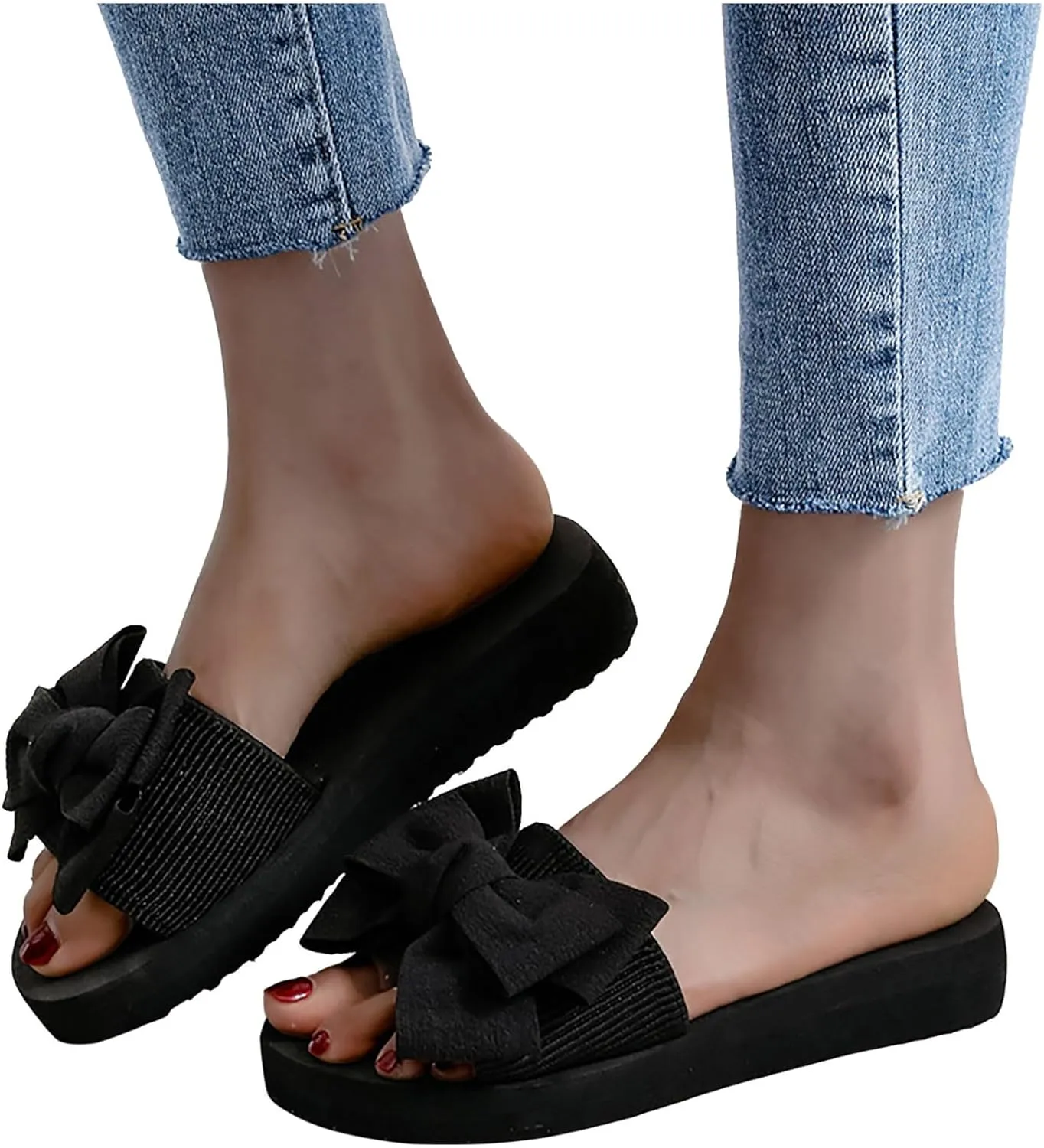 Work Slides Sandals for Women Trendy Butterfly Open Toe Sandal Dressy Business Comfort Lightweight Flat Shoe