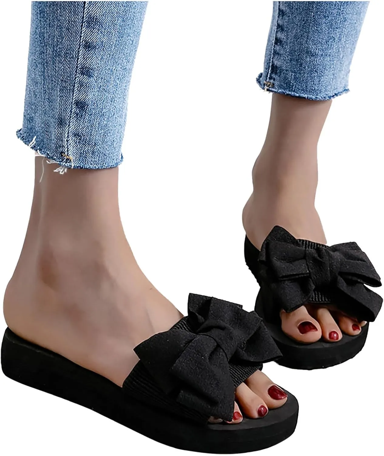 Work Slides Sandals for Women Trendy Butterfly Open Toe Sandal Dressy Business Comfort Lightweight Flat Shoe