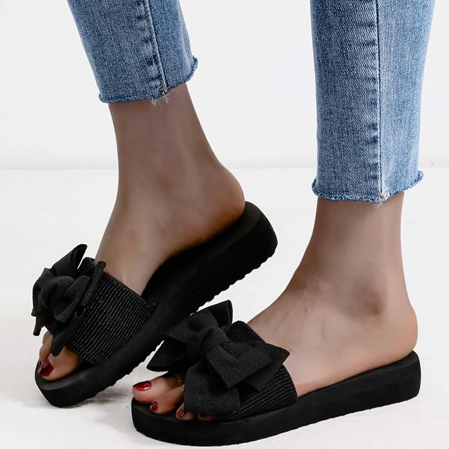 Work Slides Sandals for Women Trendy Butterfly Open Toe Sandal Dressy Business Comfort Lightweight Flat Shoe