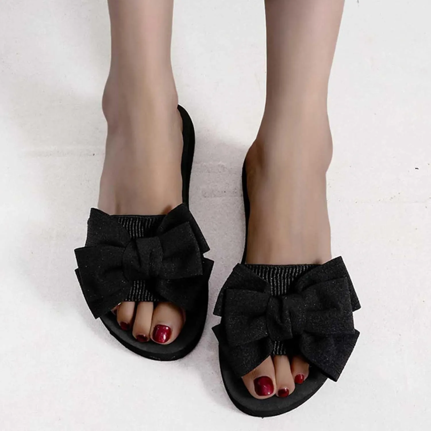 Work Slides Sandals for Women Trendy Butterfly Open Toe Sandal Dressy Business Comfort Lightweight Flat Shoe