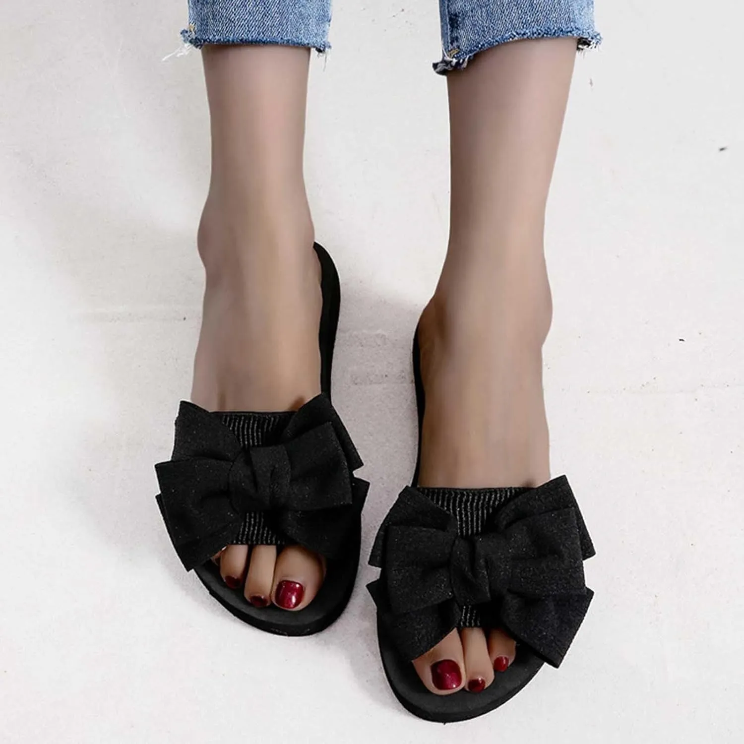 Work Slides Sandals for Women Trendy Butterfly Open Toe Sandal Dressy Business Comfort Lightweight Flat Shoe