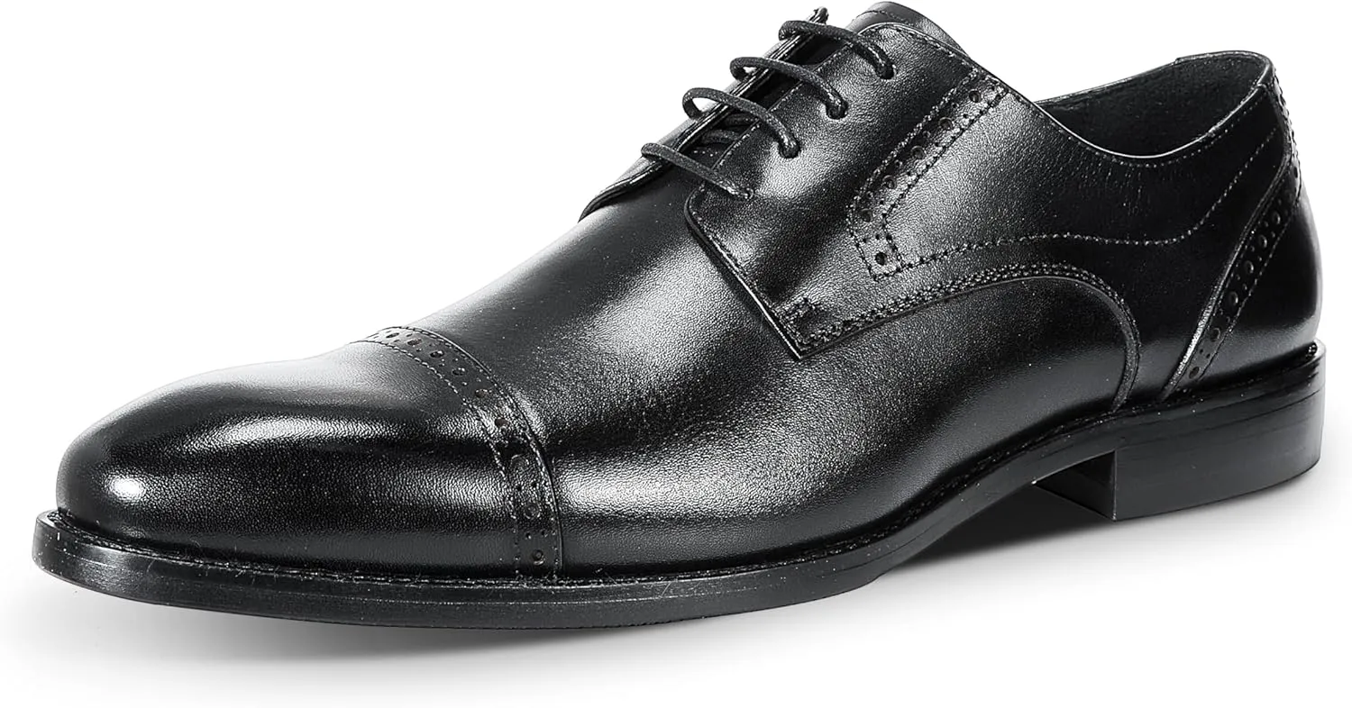 YFFUSHI Men's Oxfords Shoes Classic Leather Wingtip Lace Up Modern Formal Dress Shoes