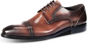 YFFUSHI Men's Oxfords Shoes Classic Leather Wingtip Lace Up Modern Formal Dress Shoes