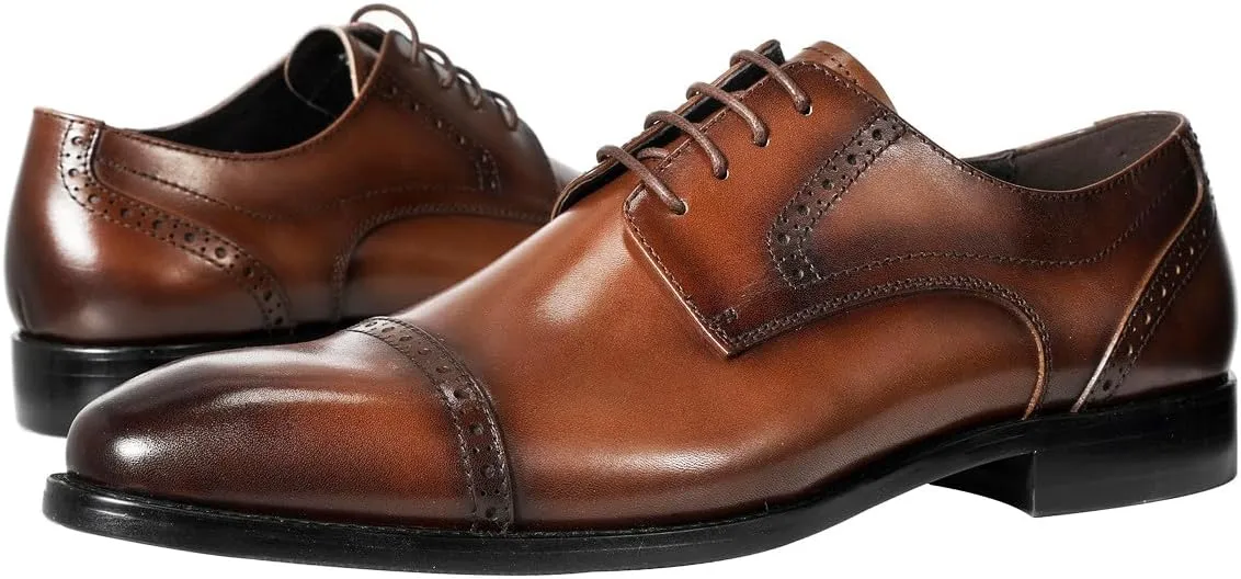 YFFUSHI Men's Oxfords Shoes Classic Leather Wingtip Lace Up Modern Formal Dress Shoes
