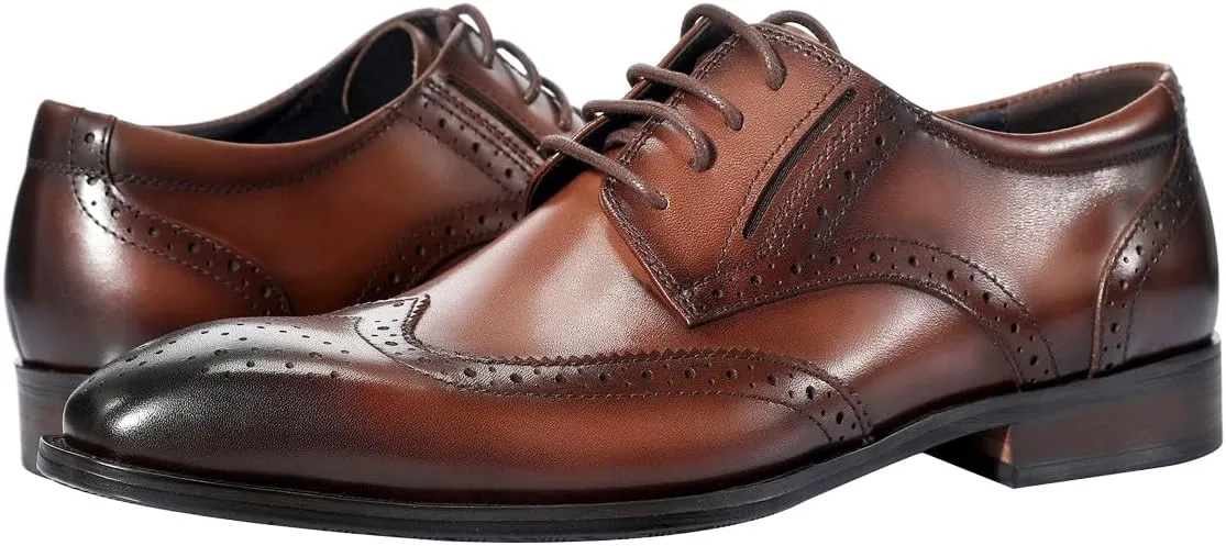 YFFUSHI Men's Oxfords Shoes Classic Leather Wingtip Lace Up Modern Formal Dress Shoes