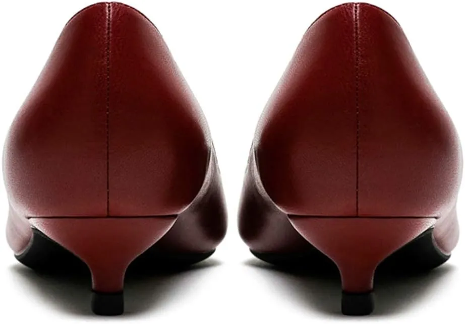 YODEKS Women's Kitten Heel Pumps Pointed Toe Low Heels Slip On Fashion Dress Shoes 1.5 Inch