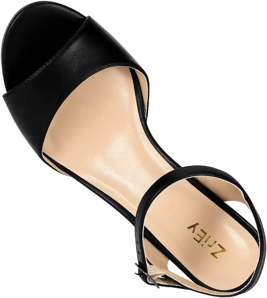ZriEy 2.8 Inch Strappy Chunky Block Heeled Sandals for Women Open Toe Ankle Strap Mid High Heels Weddings Parties Daily Wear Shoes