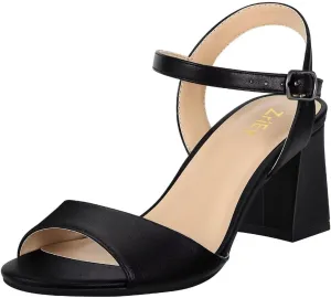 ZriEy 2.8 Inch Strappy Chunky Block Heeled Sandals for Women Open Toe Ankle Strap Mid High Heels Weddings Parties Daily Wear Shoes