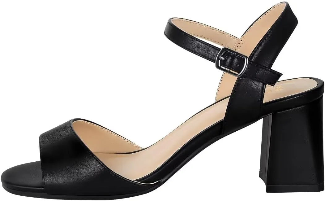 ZriEy 2.8 Inch Strappy Chunky Block Heeled Sandals for Women Open Toe Ankle Strap Mid High Heels Weddings Parties Daily Wear Shoes
